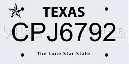 CPJ6792 Texas License Plate