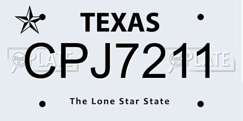 CPJ7211 Texas License Plate