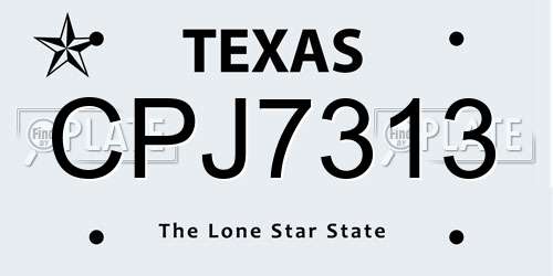 CPJ7313 Texas License Plate