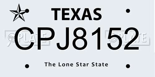 CPJ8152 Texas License Plate