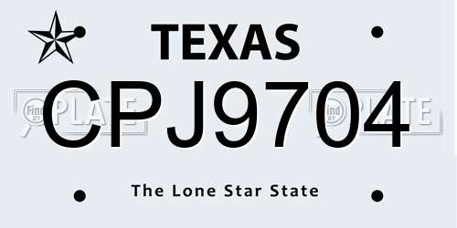 CPJ9704 Texas License Plate