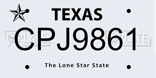 CPJ9861 Texas License Plate