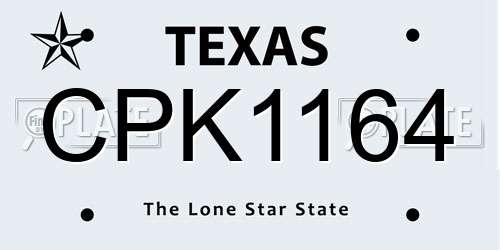CPK1164 Texas License Plate