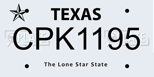 CPK1195 Texas License Plate