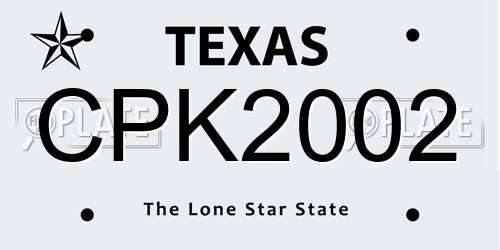 CPK2002 Texas License Plate