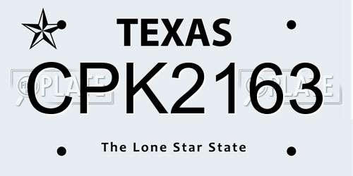 CPK2163 Texas License Plate