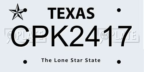 CPK2417 Texas License Plate