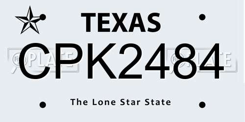 CPK2484 Texas License Plate