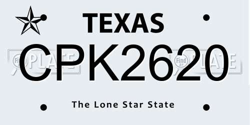 CPK2620 Texas License Plate