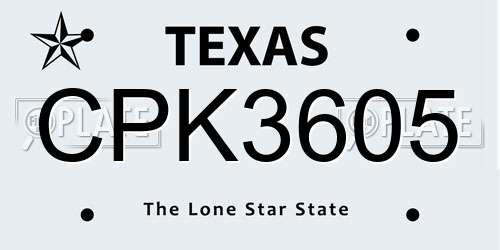 CPK3605 Texas License Plate