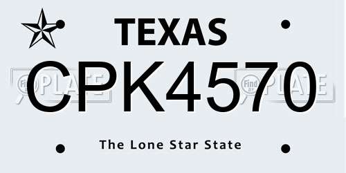 CPK4570 Texas License Plate