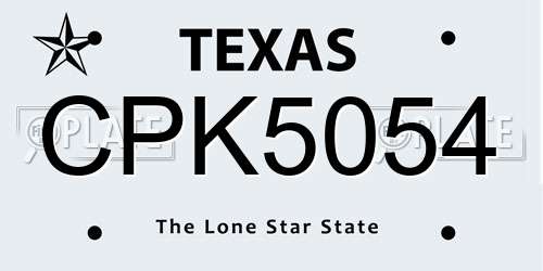 CPK5054 Texas License Plate