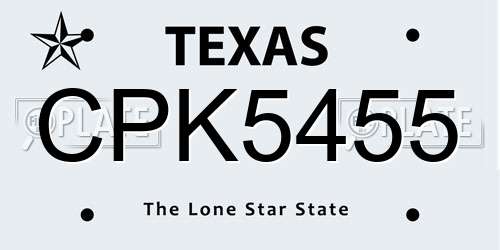 CPK5455 Texas License Plate
