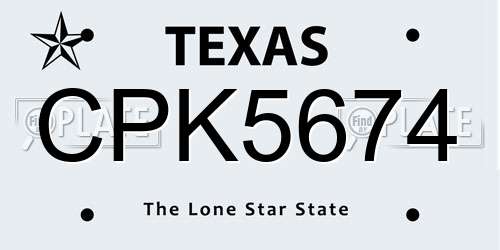 CPK5674 Texas License Plate