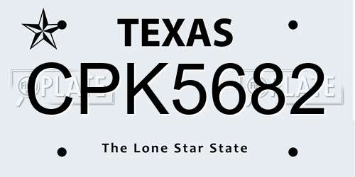 CPK5682 Texas License Plate