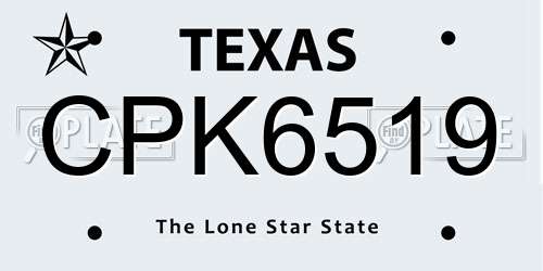 CPK6519 Texas License Plate