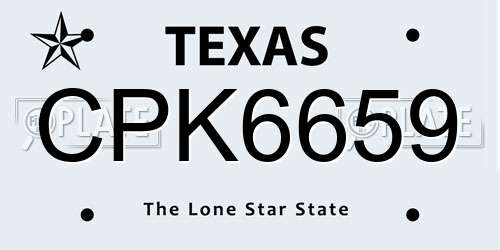 CPK6659 Texas License Plate