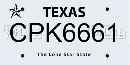 CPK6661 Texas License Plate