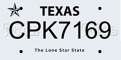 CPK7169 Texas License Plate