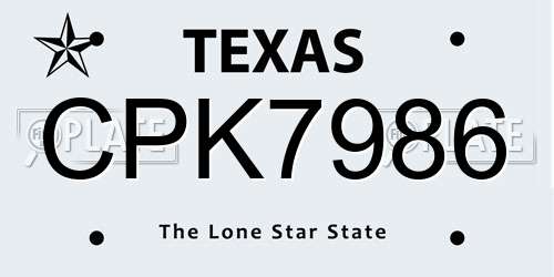 CPK7986 Texas License Plate