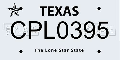 CPL0395 Texas License Plate
