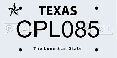 CPL085 Texas License Plate