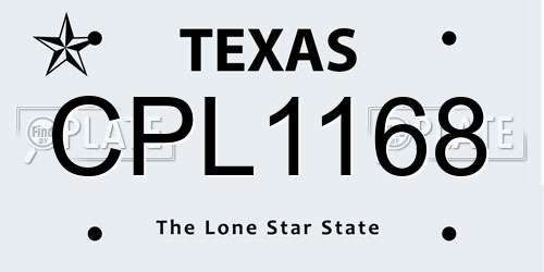 CPL1168 Texas License Plate