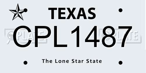 CPL1487 Texas License Plate