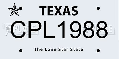 CPL1988 Texas License Plate