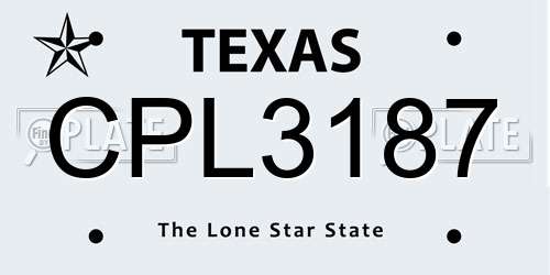 CPL3187 Texas License Plate
