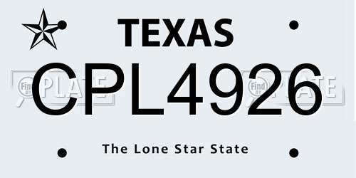 CPL4926 Texas License Plate