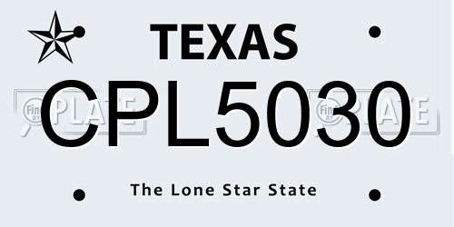 CPL5030 Texas License Plate