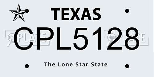 CPL5128 Texas License Plate