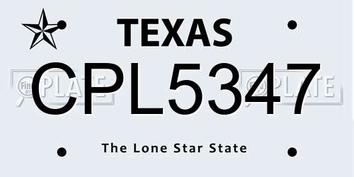 CPL5347 Texas License Plate