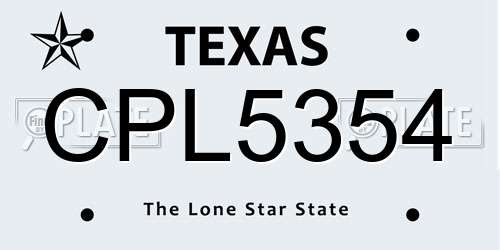 CPL5354 Texas License Plate