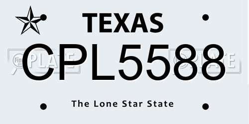 CPL5588 Texas License Plate