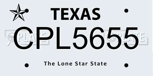 CPL5655 Texas License Plate
