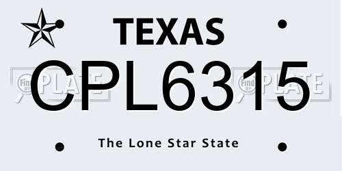 CPL6315 Texas License Plate