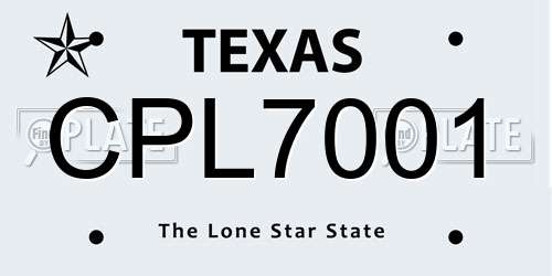 CPL7001 Texas License Plate