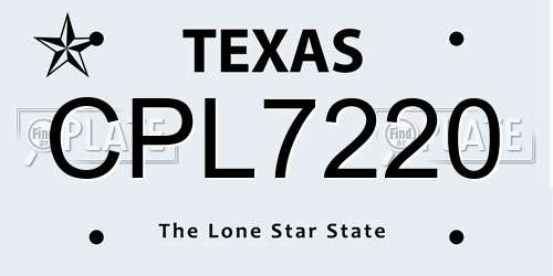 CPL7220 Texas License Plate