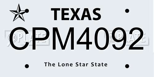CPM4092 Texas License Plate