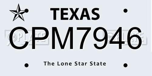 CPM7946 Texas License Plate