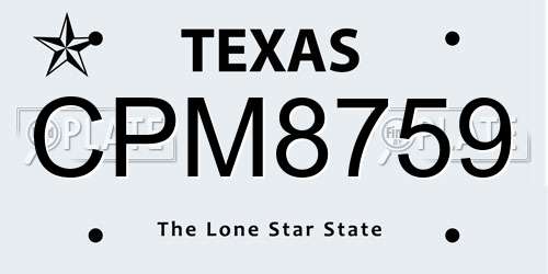 CPM8759 Texas License Plate