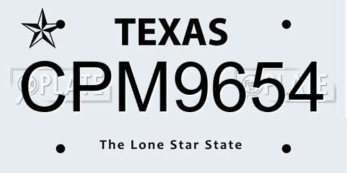 CPM9654 Texas License Plate