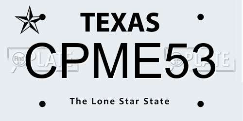 CPME53 Texas License Plate