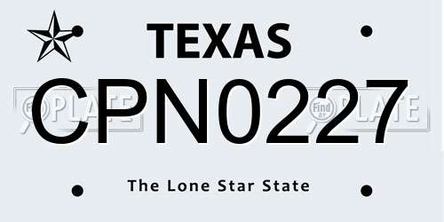 CPN0227 Texas License Plate