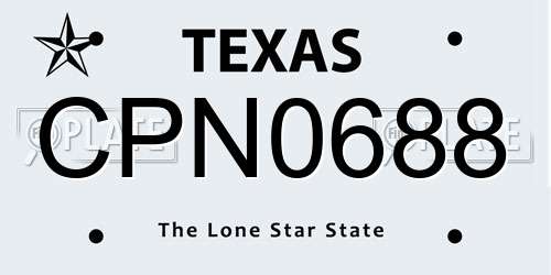 CPN0688 Texas License Plate
