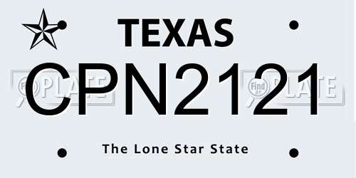 CPN2121 Texas License Plate