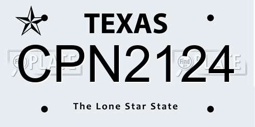 CPN2124 Texas License Plate