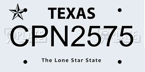 CPN2575 Texas License Plate